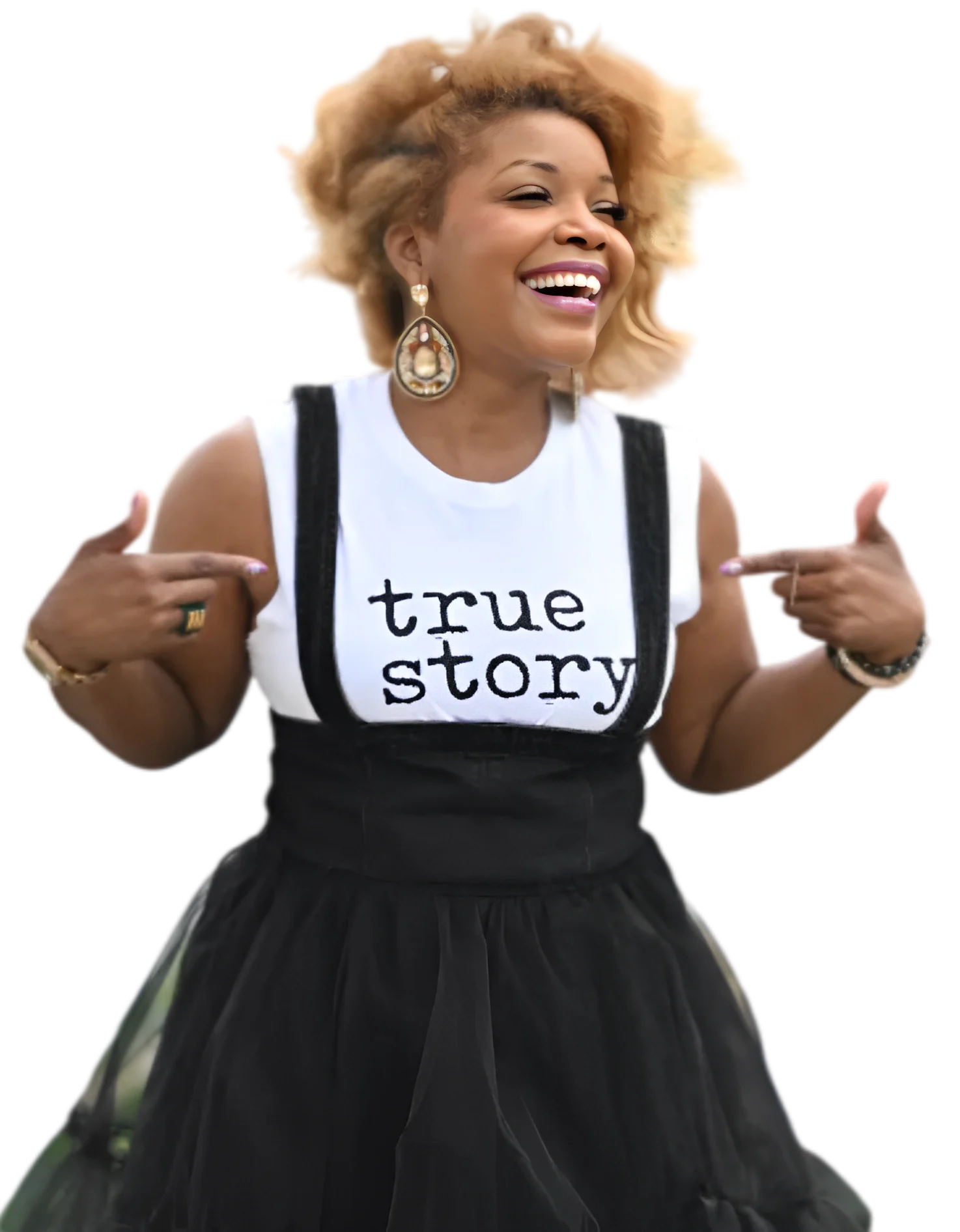 a woman in a white t shirt